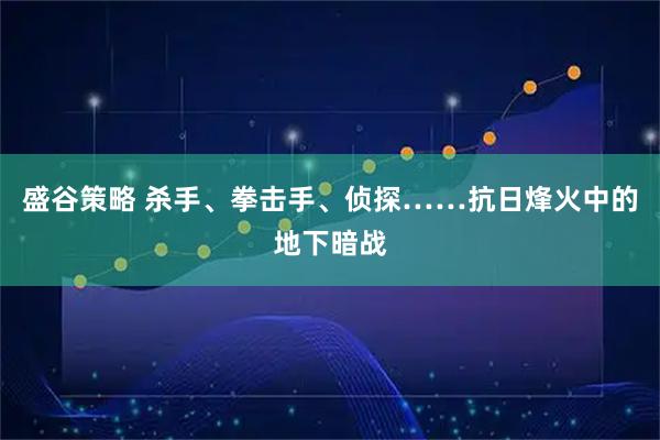 盛谷策略 杀手、拳击手、侦探……抗日烽火中的地下暗战