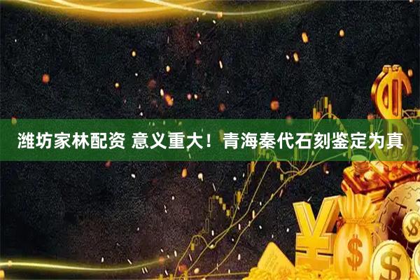 潍坊家林配资 意义重大！青海秦代石刻鉴定为真