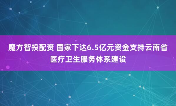 魔方智投配资 国家下达6.5亿元资金支持云南省医疗卫生服务体系建设